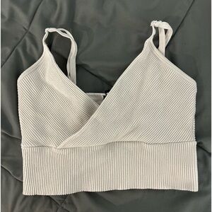 white ribbed cropped top sleeveless